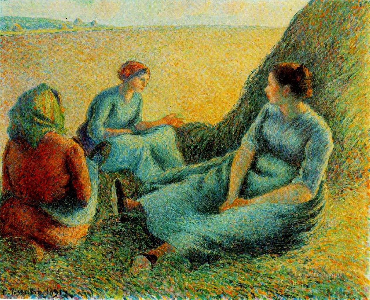 休む干し草職人 1891年 カミーユ・ピサロ油絵
